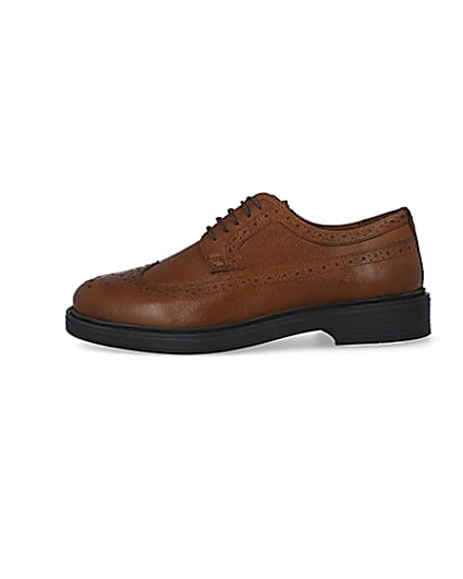 360 degree animation of product Brown lace up brogue shoes frame-3