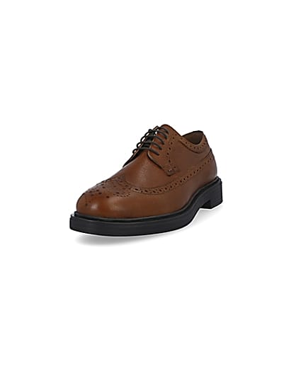 360 degree animation of product Brown lace up brogue shoes frame-23