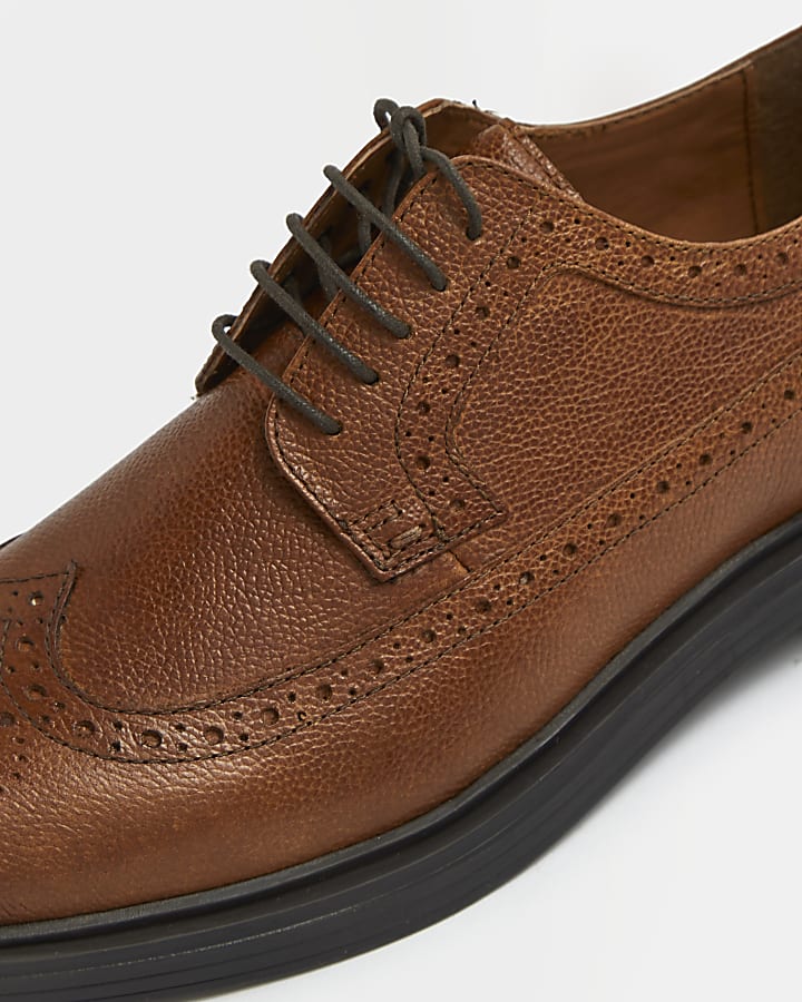 Brown lace up brogue shoes