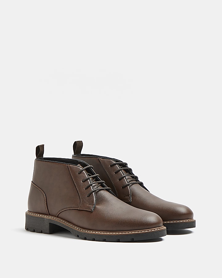 Brown lace up chukka boots