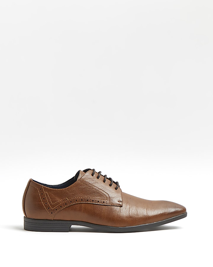 Brown lace up derby shoes