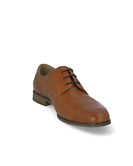 360 degree animation of product Brown lace-up derby shoes frame-19
