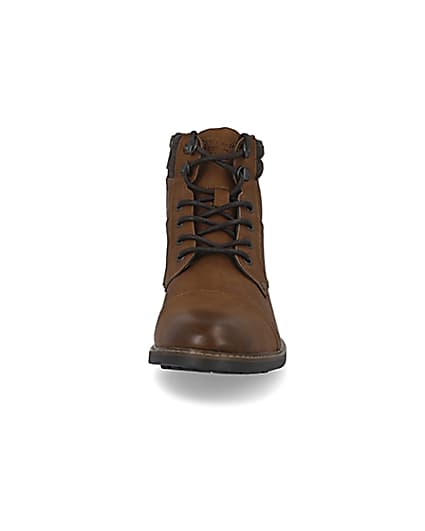 360 degree animation of product Brown lace up military boots frame-20