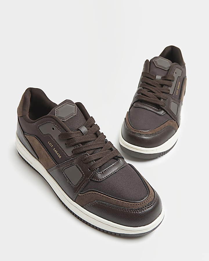 Brown lace up trainers