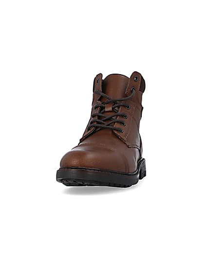 360 degree animation of product Brown Lace Up zip Boots frame-22