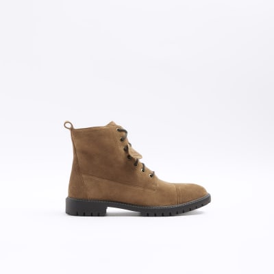 Brown Laced Combat Boot River Island