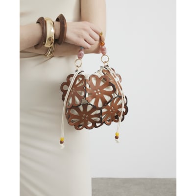 Brown Laser Cut Flower Bag
