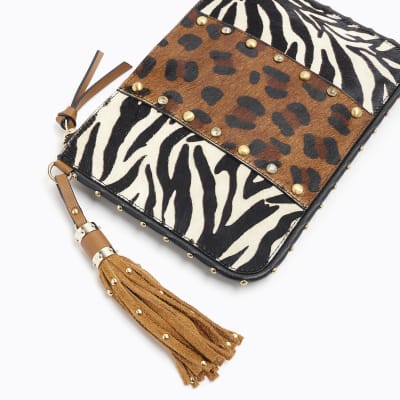 Leopard print clutch bag cheap river island