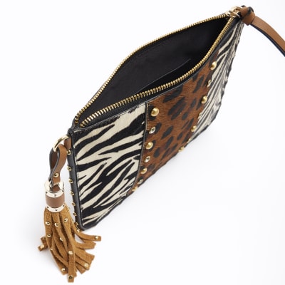 Leopard print clutch store bag river island