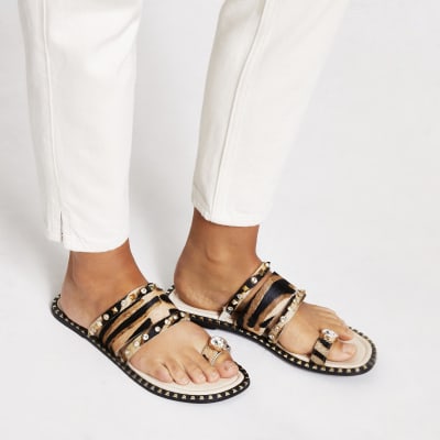 river island animal print sandals