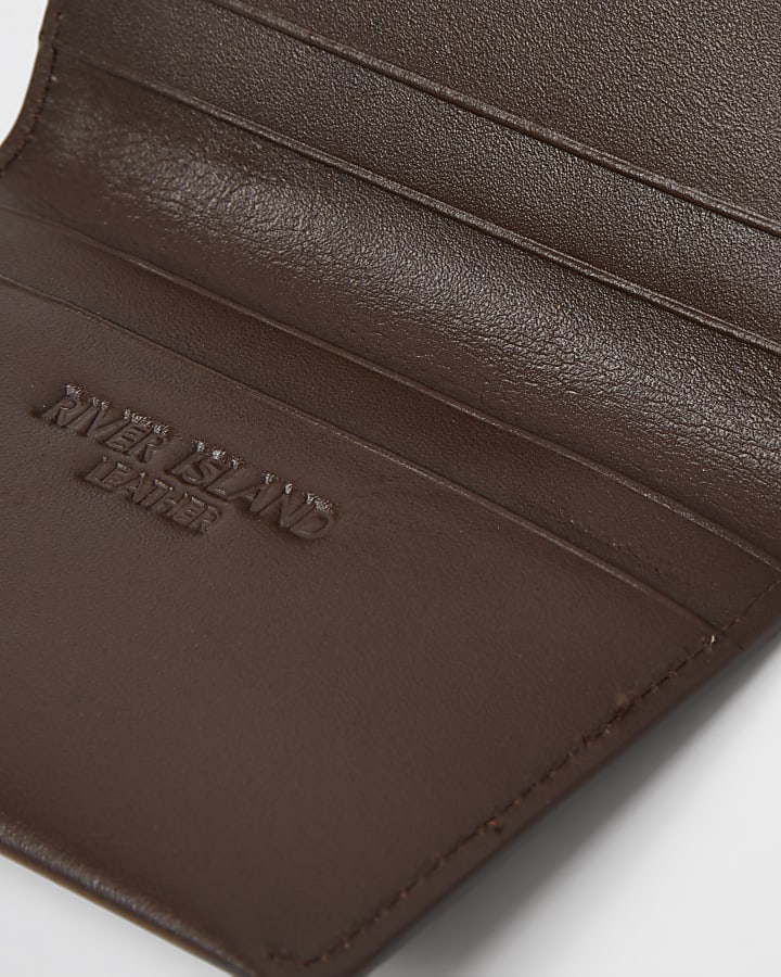 Brown leather bifold cardholder