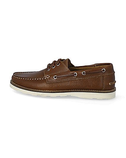 360 degree animation of product Brown leather boat shoes frame-4