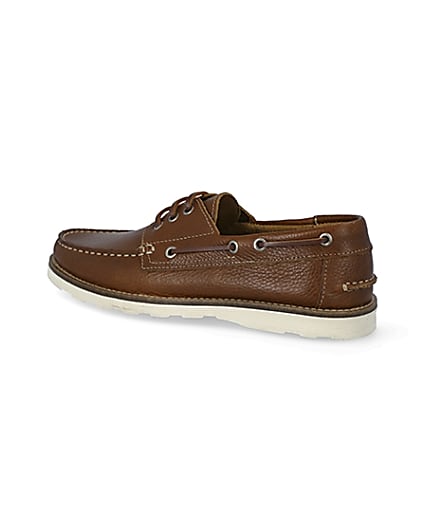 360 degree animation of product Brown leather boat shoes frame-5