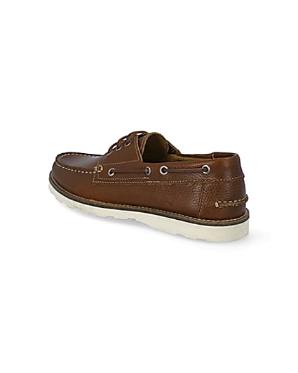 360 degree animation of product Brown leather boat shoes frame-6