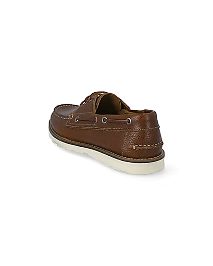 360 degree animation of product Brown leather boat shoes frame-7