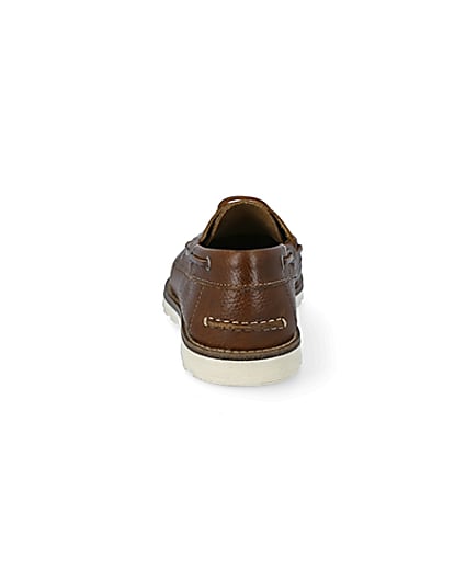 360 degree animation of product Brown leather boat shoes frame-9