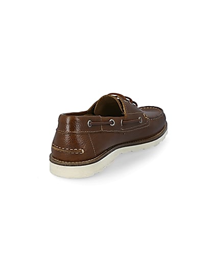 360 degree animation of product Brown leather boat shoes frame-11