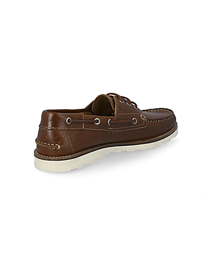 360 degree animation of product Brown leather boat shoes frame-12