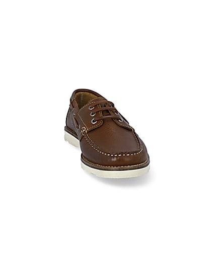 360 degree animation of product Brown leather boat shoes frame-20