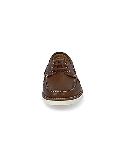 360 degree animation of product Brown leather boat shoes frame-21