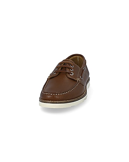 360 degree animation of product Brown leather boat shoes frame-22