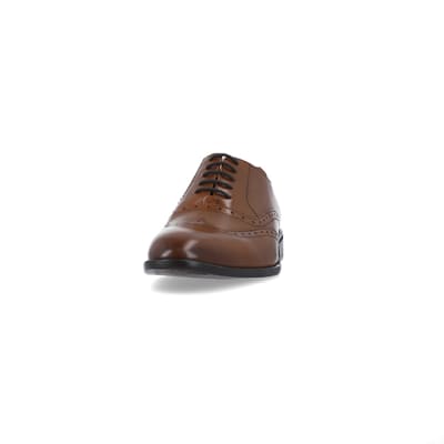 360 degree animation of product Brown Leather brogue derby shoes frame-22
