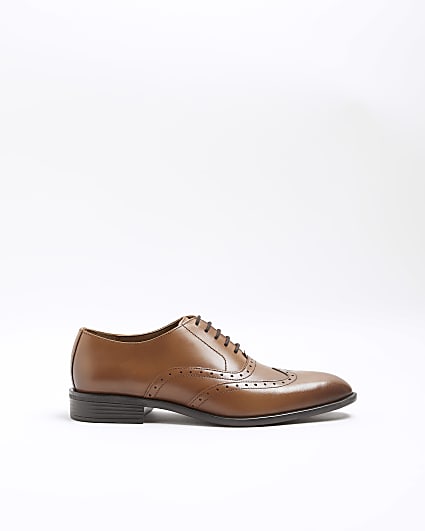 Brown Leather brogue derby shoes
