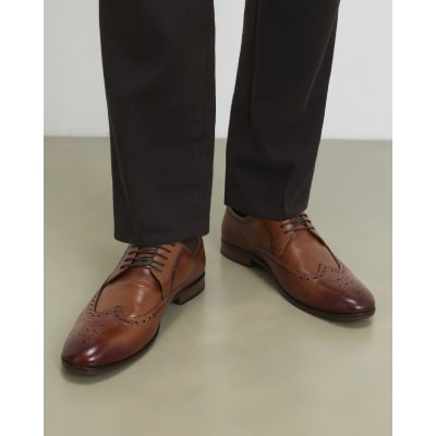 Brown Leather Brogue Shoes | River Island display picture 1