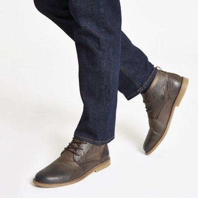 Brown leather chukka boots | River Island