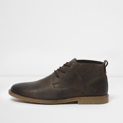 river island leather desert boots in light brown