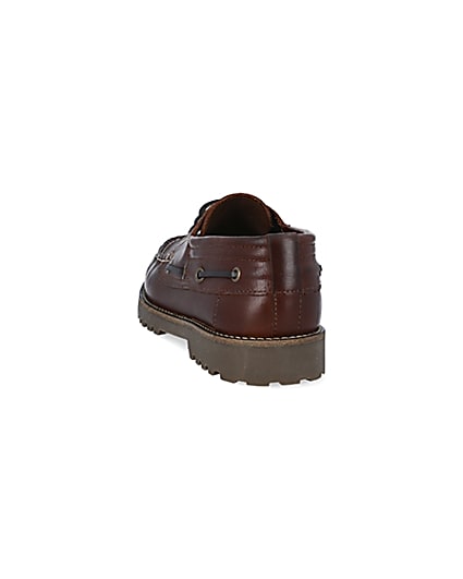 360 degree animation of product Brown leather cleated sole boat shoes frame-8