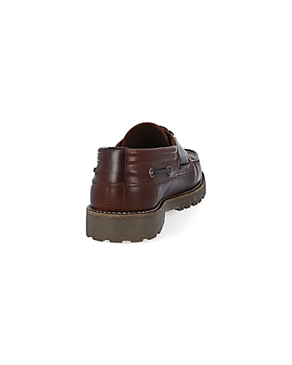 360 degree animation of product Brown leather cleated sole boat shoes frame-10