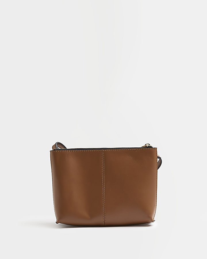 Brown leather cross body bag