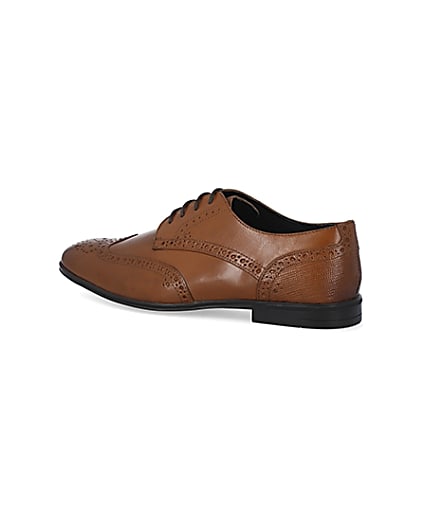 360 degree animation of product Brown leather lace up brogue derby shoes frame-5