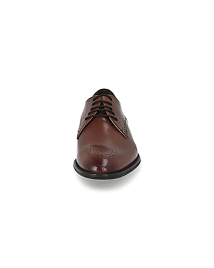 360 degree animation of product Brown leather lace-up brogue shoes frame-21