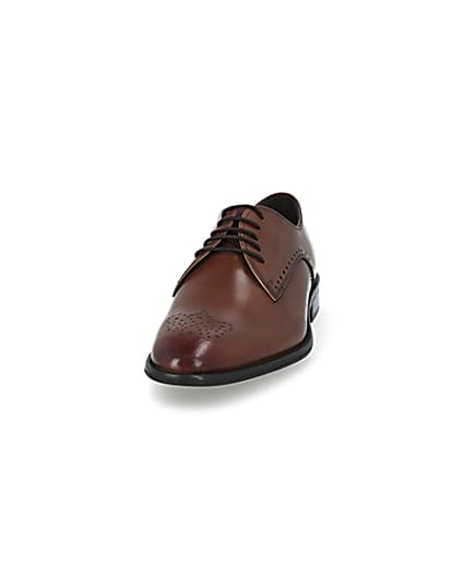 360 degree animation of product Brown leather lace-up brogue shoes frame-22