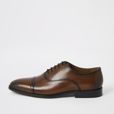 Brown leather lace-up Oxford brogues | River Island