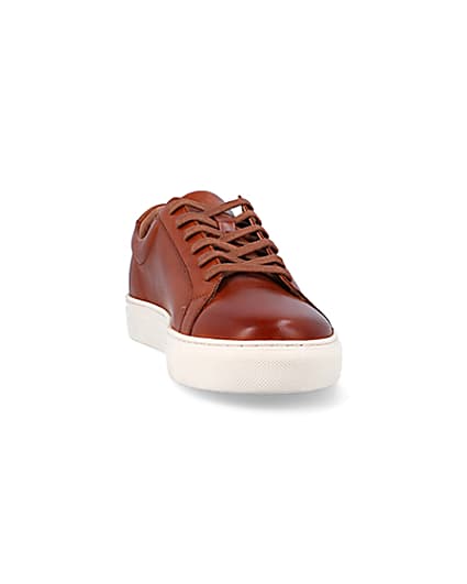 360 degree animation of product Brown leather lace up trainers frame-20