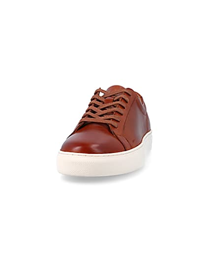 360 degree animation of product Brown leather lace up trainers frame-22