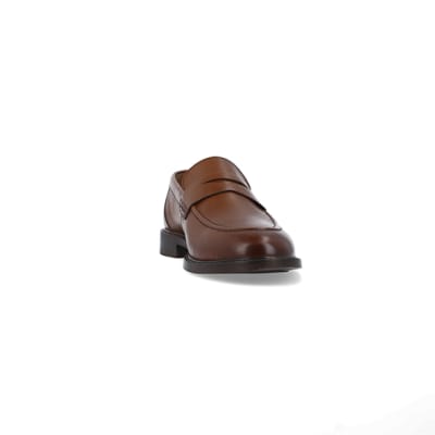 360 degree animation of product Brown Leather Penny Loafers frame-20