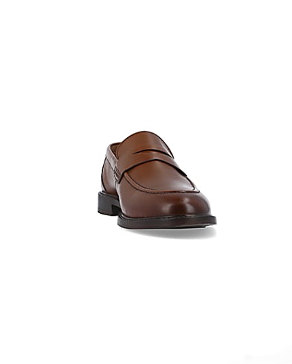 360 degree animation of product Brown Leather Penny Loafers frame-20