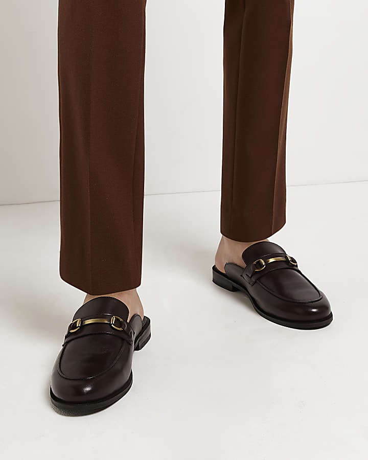 Brown Leather Snaffle detail loafers