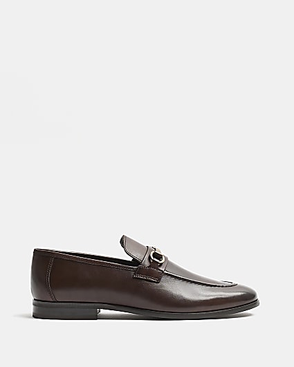 Brown Leather Snaffle Loafers