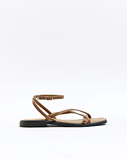 Brown leather strappy sandals