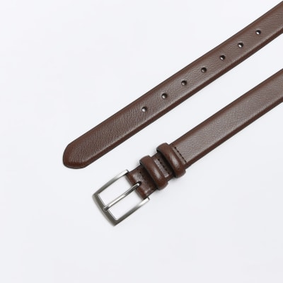 Brown leather suit belt