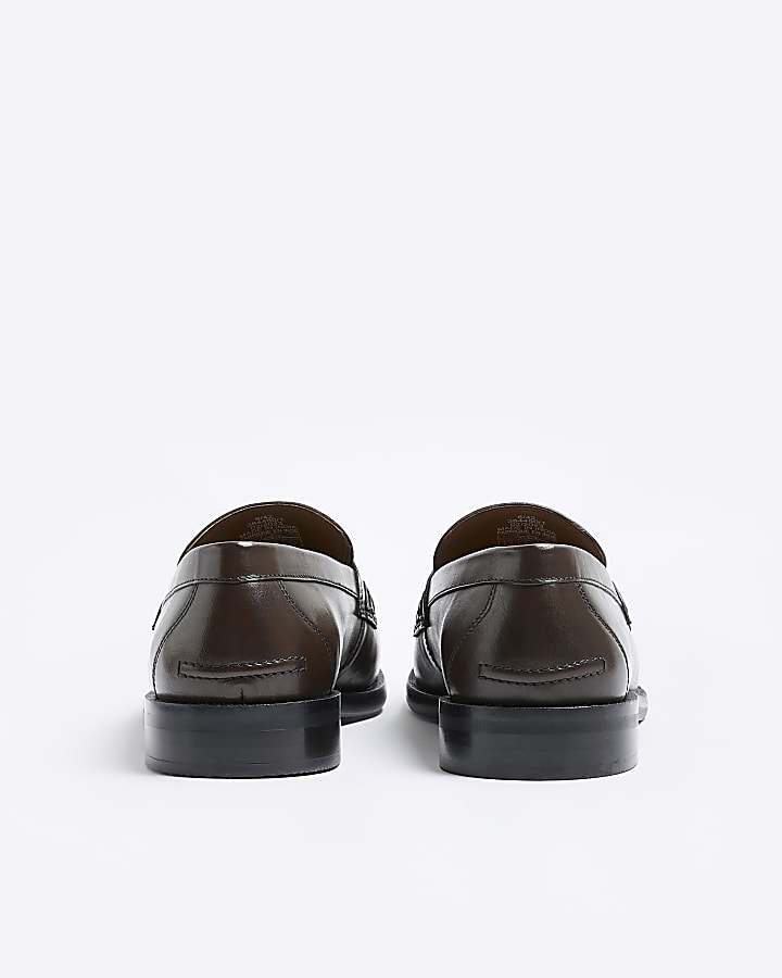 Brown leather tassel detail loafers