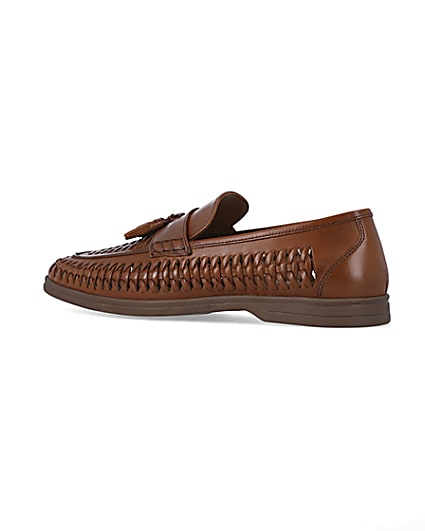 360 degree animation of product Brown leather weave loafers frame-5