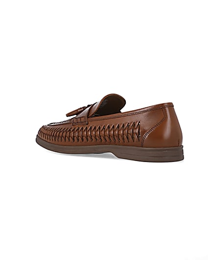 360 degree animation of product Brown leather weave loafers frame-6