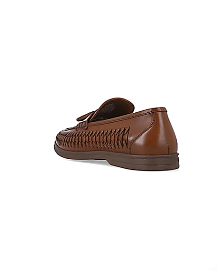 360 degree animation of product Brown leather weave loafers frame-7