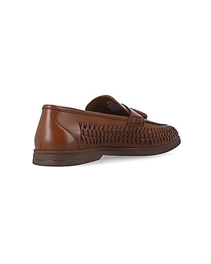 360 degree animation of product Brown leather weave loafers frame-12